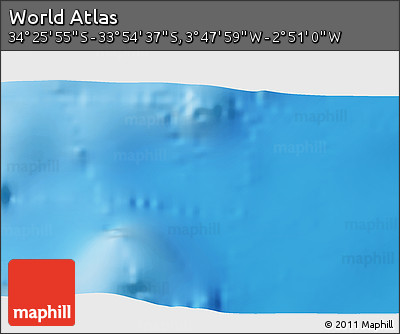 Physical 3D Map of the Area around 34° 10' 16" S, 3° 19' 30" W