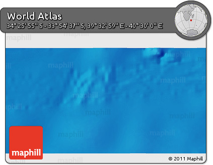 Physical 3D Map of the Area around 34° 10' 16" S, 40° 1' 29" E