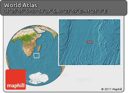 Satellite Location Map of the Area around 34° 10' 16" S, 40° 52' 30" E