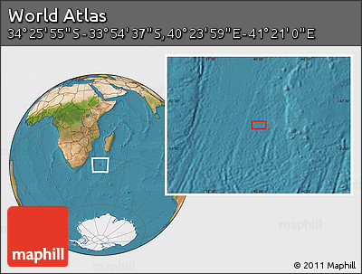 Satellite Location Map of the Area around 34° 10' 16" S, 40° 52' 30" E