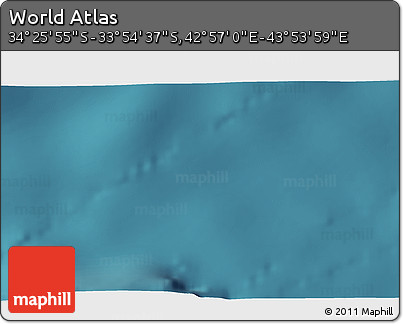 Satellite 3D Map of the Area around 34° 10' 16" S, 43° 25' 29" E