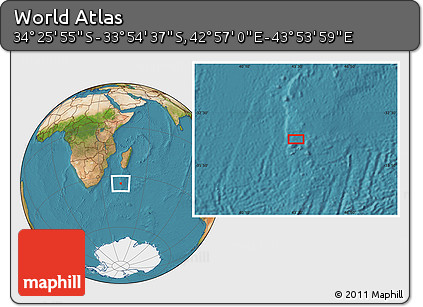 Satellite Location Map of the Area around 34° 10' 16" S, 43° 25' 29" E