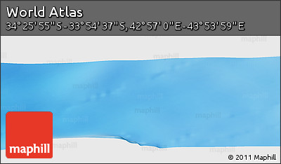 Physical Panoramic Map of the Area around 34° 10' 16" S, 43° 25' 29" E