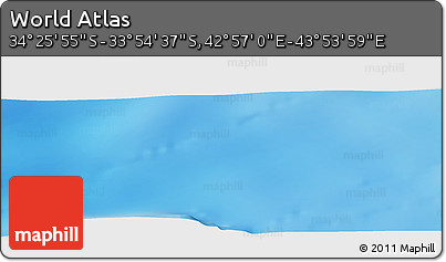 Physical Panoramic Map of the Area around 34° 10' 16" S, 43° 25' 29" E