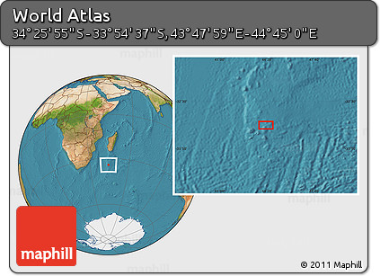 Satellite Location Map of the Area around 34° 10' 16" S, 44° 16' 29" E
