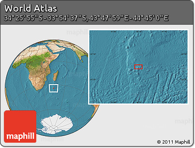 Satellite Location Map of the Area around 34° 10' 16" S, 44° 16' 29" E