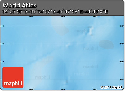 Physical Map of the Area around 34° 10' 16" S, 44° 16' 29" E