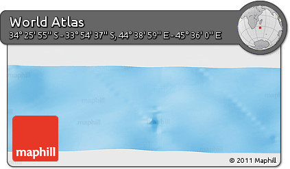 Physical Panoramic Map of the Area around 34° 10' 16" S, 45° 7' 30" E