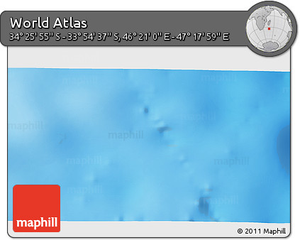 Physical 3D Map of the Area around 34° 10' 16" S, 46° 49' 30" E