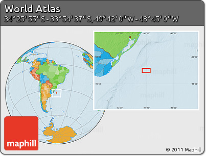 Political Location Map of the Area around 34° 10' 16" S, 49° 13' 30" W