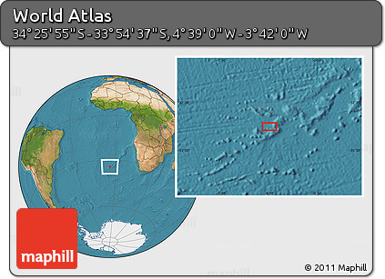 Satellite Location Map of the Area around 34° 10' 16" S, 4° 10' 30" W