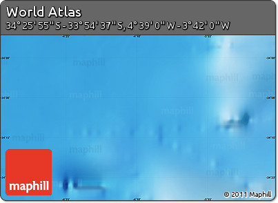 Shaded Relief Map of the Area around 34° 10' 16" S, 4° 10' 30" W