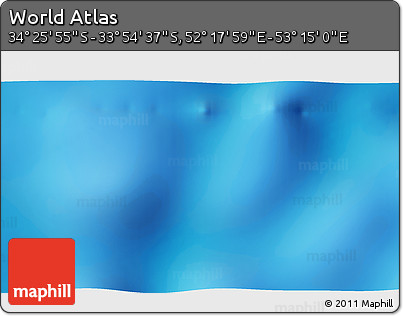 Physical 3D Map of the Area around 34° 10' 16" S, 52° 46' 29" E