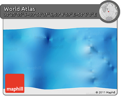 Physical 3D Map of the Area around 34° 10' 16" S, 53° 37' 30" E