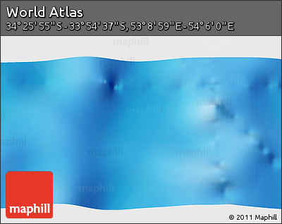 Physical 3D Map of the Area around 34° 10' 16" S, 53° 37' 30" E
