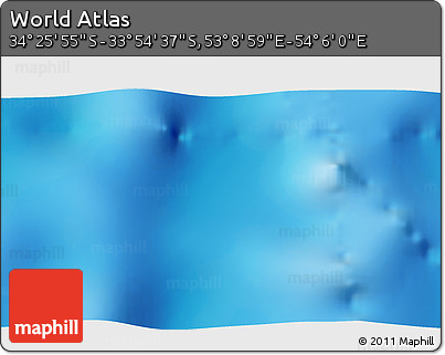 Physical 3D Map of the Area around 34° 10' 16" S, 53° 37' 30" E