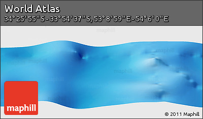 Physical Panoramic Map of the Area around 34° 10' 16" S, 53° 37' 30" E