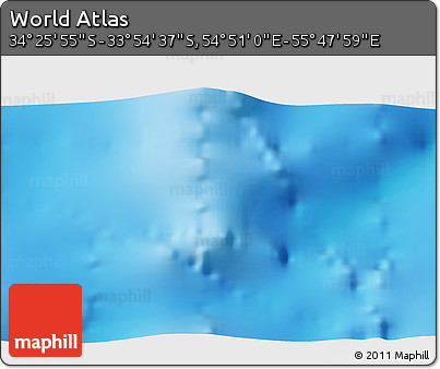 Physical 3D Map of the Area around 34° 10' 16" S, 55° 19' 30" E
