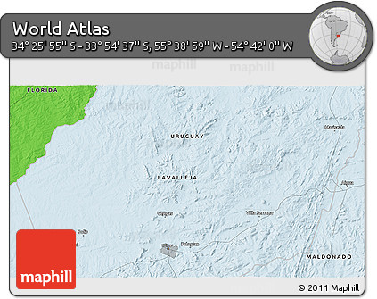 Political 3D Map of the Area around 34° 10' 16" S, 55° 10' 29" W