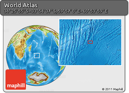 Physical Location Map of the Area around 34° 10' 16" S, 60° 25' 29" E