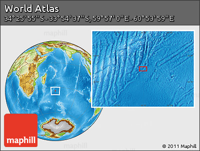 Physical Location Map of the Area around 34° 10' 16" S, 60° 25' 29" E