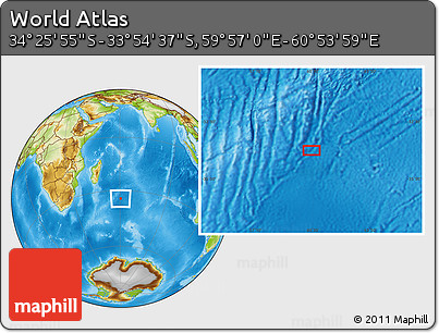 Physical Location Map of the Area around 34° 10' 16" S, 60° 25' 29" E