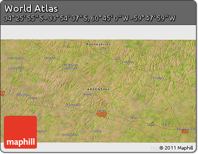 Satellite 3D Map of the Area around 34° 10' 16" S, 60° 16' 29" W