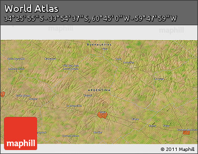 Satellite 3D Map of the Area around 34° 10' 16" S, 60° 16' 29" W
