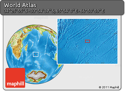 Physical Location Map of the Area around 34° 10' 16" S, 66° 22' 30" E