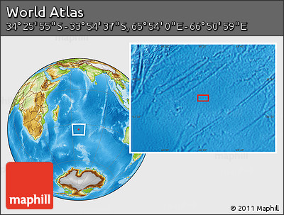 Physical Location Map of the Area around 34° 10' 16" S, 66° 22' 30" E
