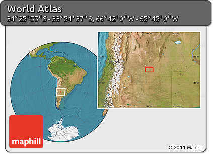 Satellite Location Map of the Area around 34° 10' 16" S, 66° 13' 29" W