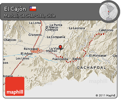 Shaded Relief Panoramic Map of El Cajón