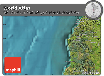Satellite Map of the Area around 34° 10' 16" S, 72° 10' 30" W