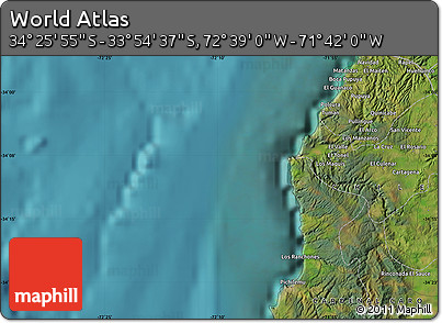 Satellite Map of the Area around 34° 10' 16" S, 72° 10' 30" W
