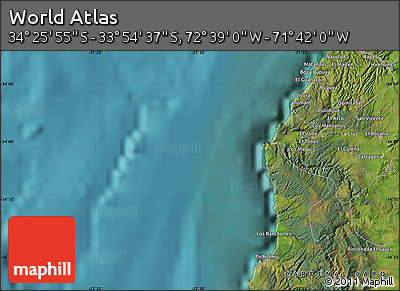 Satellite Map of the Area around 34° 10' 16" S, 72° 10' 30" W