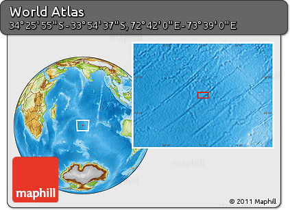 Physical Location Map of the Area around 34° 10' 16" S, 73° 10' 30" E