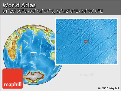 Physical Location Map of the Area around 34° 10' 16" S, 73° 10' 30" E