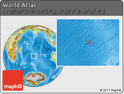 Physical Location Map of the Area around 34° 10' 16" S, 73° 10' 30" E