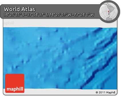 Physical 3D Map of the Area around 34° 10' 16" S, 73° 52' 30" W