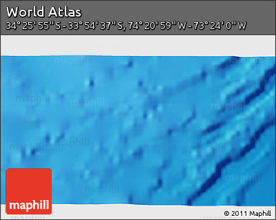 Physical 3D Map of the Area around 34° 10' 16" S, 73° 52' 30" W