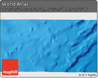 Physical 3D Map of the Area around 34° 10' 16" S, 73° 52' 30" W