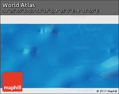 Physical 3D Map of the Area around 34° 10' 16" S, 7° 43' 29" E