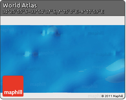 Physical 3D Map of the Area around 34° 10' 16" S, 7° 43' 29" E