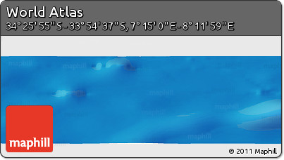 Physical Panoramic Map of the Area around 34° 10' 16" S, 7° 43' 29" E