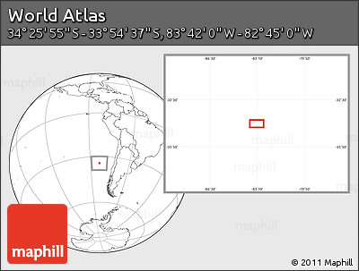 Blank Location Map of the Area around 34° 10' 16" S, 83° 13' 29" W