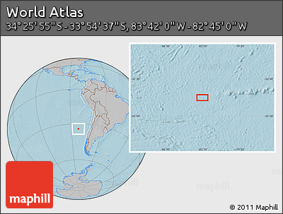 Gray Location Map of the Area around 34° 10' 16" S, 83° 13' 29" W, hill shading