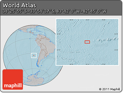 Gray Location Map of the Area around 34° 10' 16" S, 83° 13' 29" W, hill shading