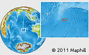 Physical Location Map of the area around 34° 10' 16" S, 88° 28' 29" E