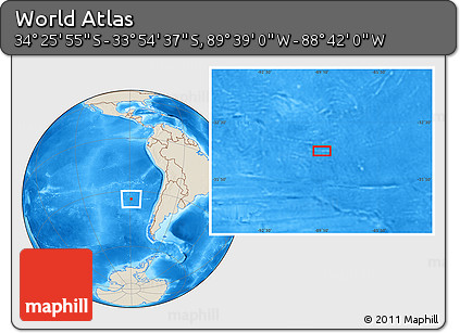 Shaded Relief Location Map of the Area around 34° 10' 16" S, 89° 10' 30" W