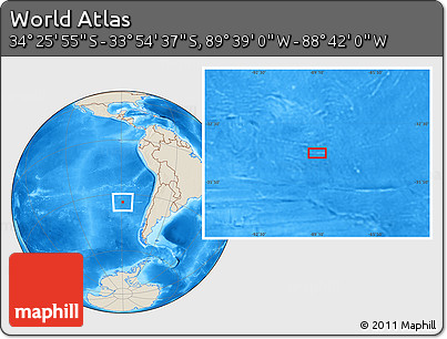 Shaded Relief Location Map of the Area around 34° 10' 16" S, 89° 10' 30" W